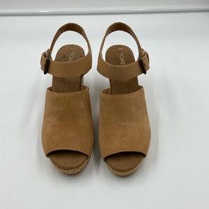 TOMS Tropez leather wedge, heeled sandal